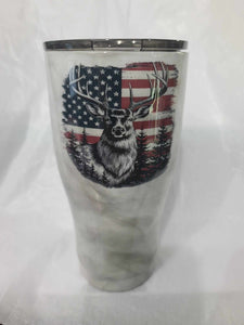 30 oz Modern Curve American Flag Buck on smoke effect