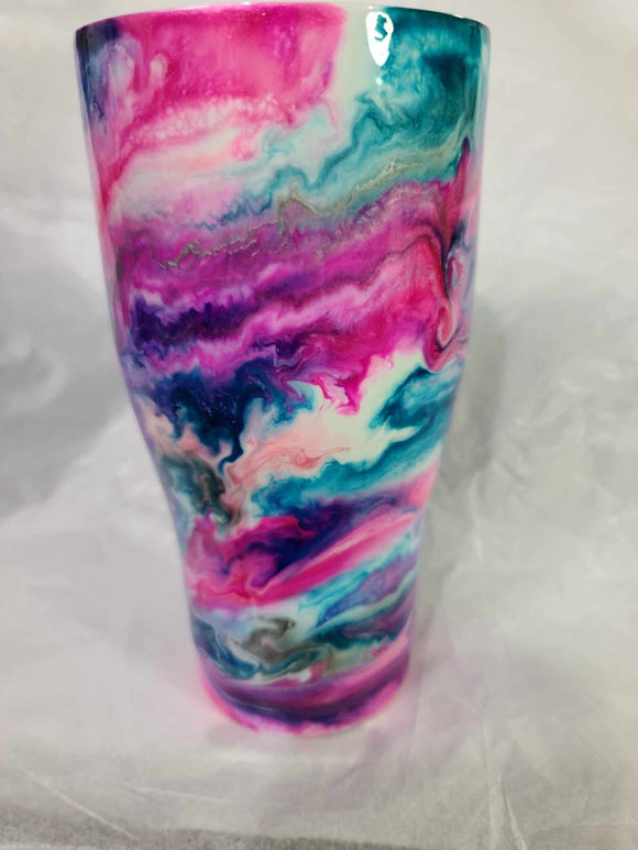 30oz Modern Curve Pink and teal swirls