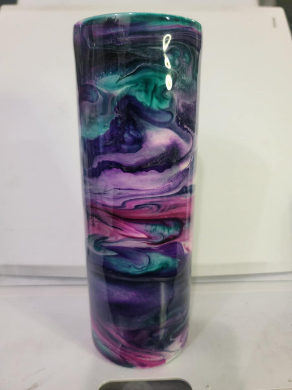 20oz Skinny Blue and purple swirl