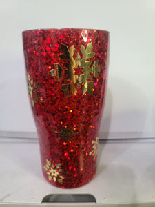 20oz Modern Curve Red Christmas snowflakes