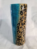 20 oz Skinny blue glitter cheetah print Tumbler