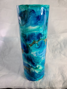 30 oz Skinny blue, green and gold  Alcohol Ink Tumbler