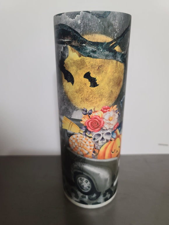 20 oz Skinny Halloween Glow in the dark themed Tumbler. (Sublimation)