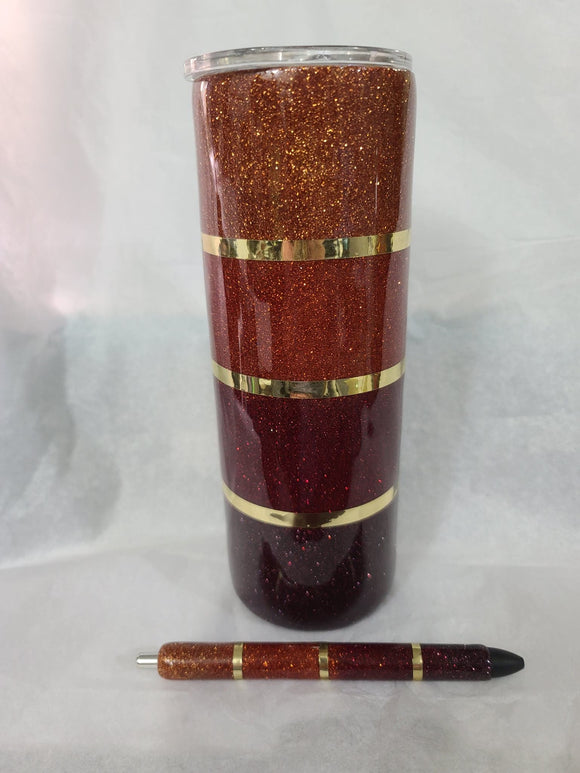 20 oz Skinny Fall themed Tumbler with matching pen.